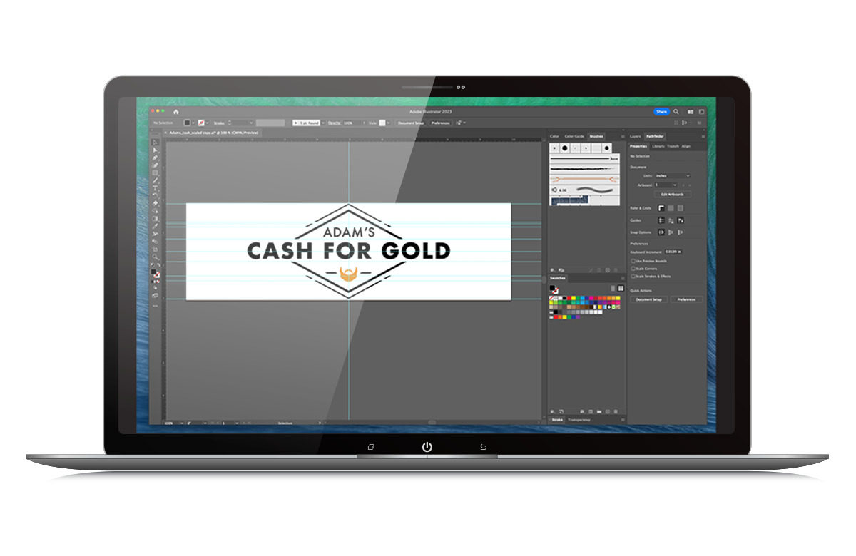 screen mockup of logo design
