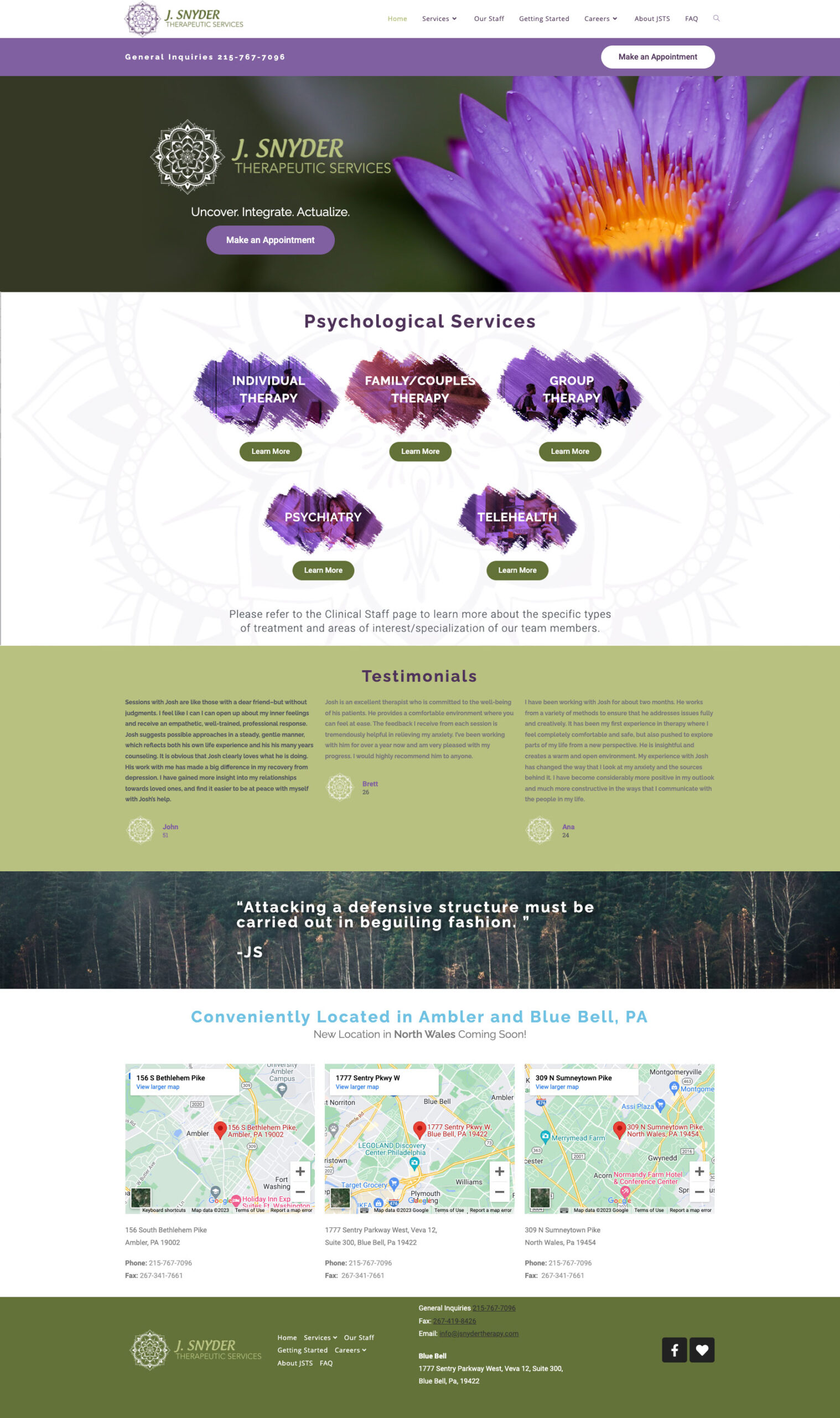 J snyder therapy website screen shot