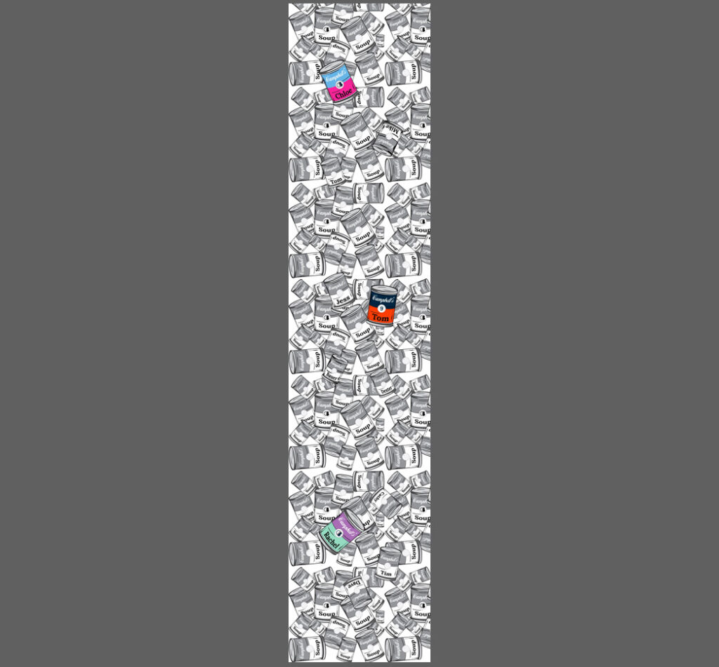 campbells soup can pattern on snowboard template