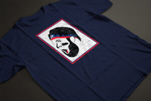 nay tee shirt laid flat on dark background with bryce harper distressed face