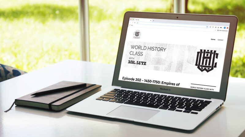 world history class website mockup with new logo